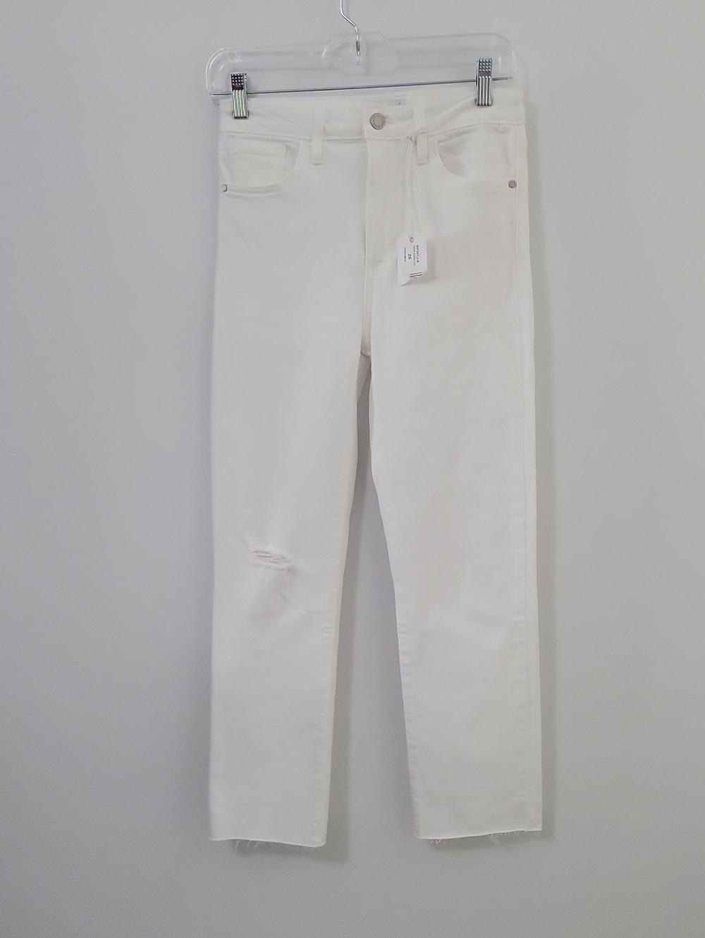 Just Black White Slim Straight Jeans, Size 26